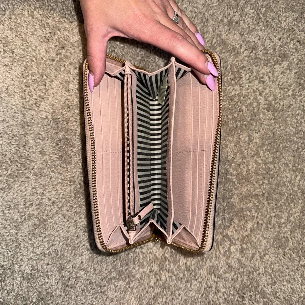 kate spade blush pink zip-around continental wallet